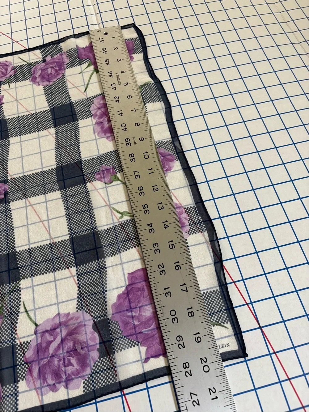 Anne Klein Navy, White & Purple Floral Check Scarf